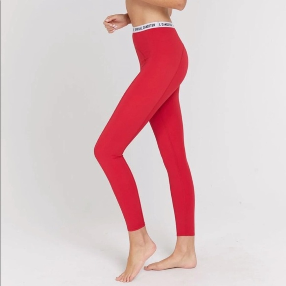 Spiritual Gangster Saya Logo Tights In crimson Size XS